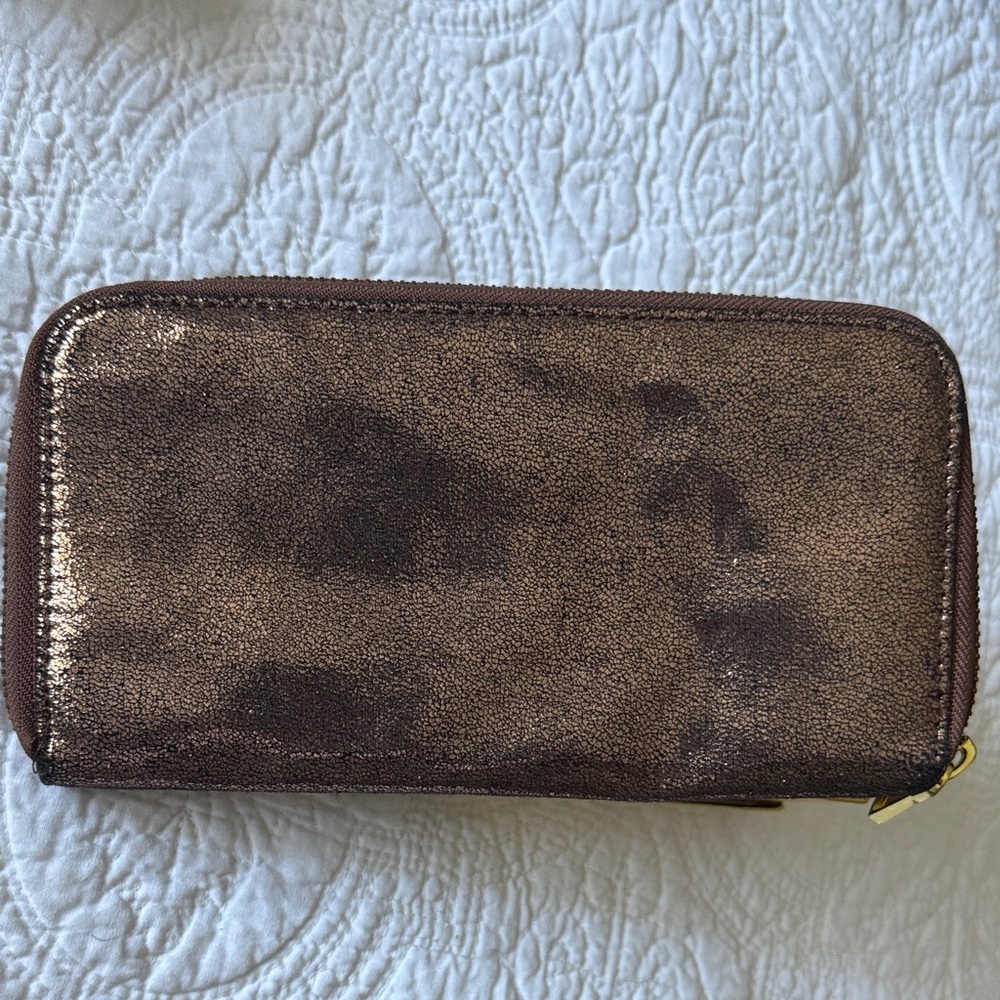 Bronze Crackle Metallic Leatherette Wallet